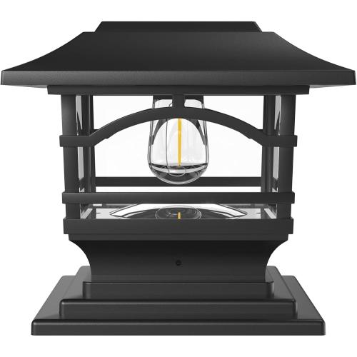 Davinci Lighting Edison Solar Outdoor Post Cap Lights - 4x4 5x5 6x6 - Bright LED Light for Fence Deck Garden or Patio Posts - Slate Black (1 Pack)