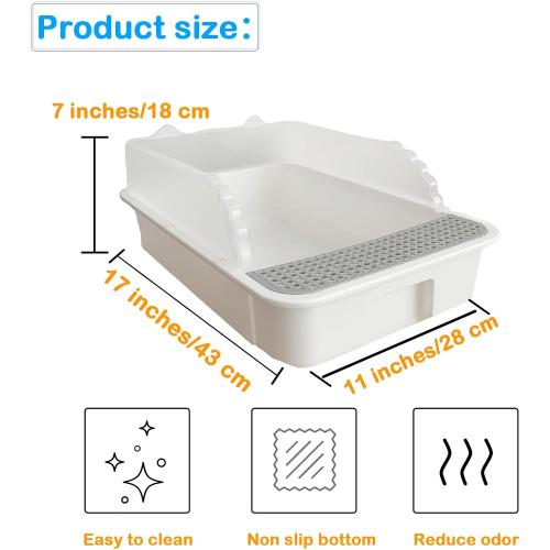 Open Cat Litter Box with High Side,Heightening Anti-Splashing Cats Litter Pan,Kitten Toilet with Litter Sifting Scoop,Semi-Enclosed Removable Kittens Litter for Easy to Clean Boxes No Odor
