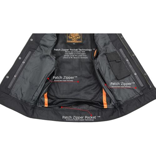 Milwaukee Leather LKM3710 Men's Black Club Style Leather Vest with Open Neck