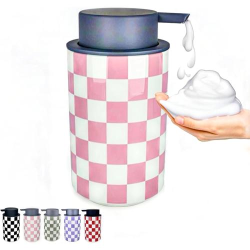 Foaming Soap Dispenser, Cute Pink Foam Hand Soap Dispenser for Bathroom Countertop, Soap Hand Dispenser for Kitchen Bathrooms- Pink Bathroom Decor