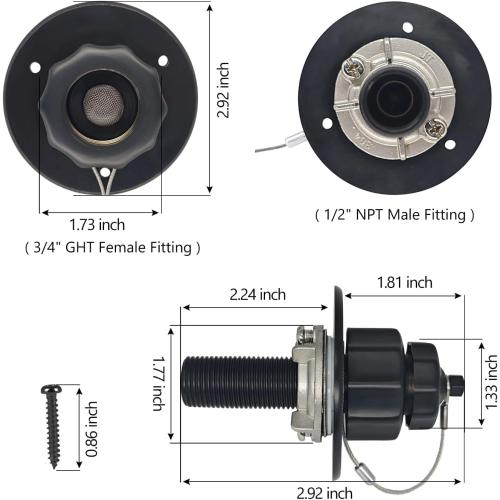G-Sunny All Metal RV City Water Inlet with Check Valve, RV Water Inlet Replacement, RV Water Fill Inlet,RV Water Inlet Connection for for RV Camper Motorhome Trailer Marine (Matte Black)