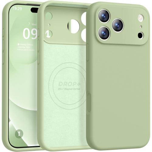 Ktele Magnetic for iPhone 17 Pro Max Case [Compatible with Magsafe] [Premium Silicone Satin-Smooth Touch] Slim Shockproof Anti-Scratch Microfiber Lining Case, 6.9 inch, Matcha