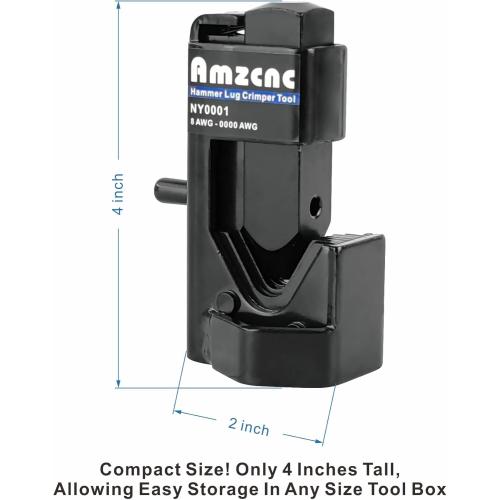 AMZCNC Hammer Lug Crimper Tool - 0000 AWG Battery and Welding Cables( 8 AWG TO 4/0 Wire Gauge)