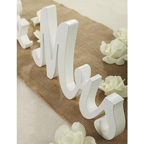 Adeeing Mr and Mrs Signs Wedding Sweetheart Table Decorations, Wooden Freestanding Letters for Photo Props, Rustic Anniversary Wedding Shower Gift (White)