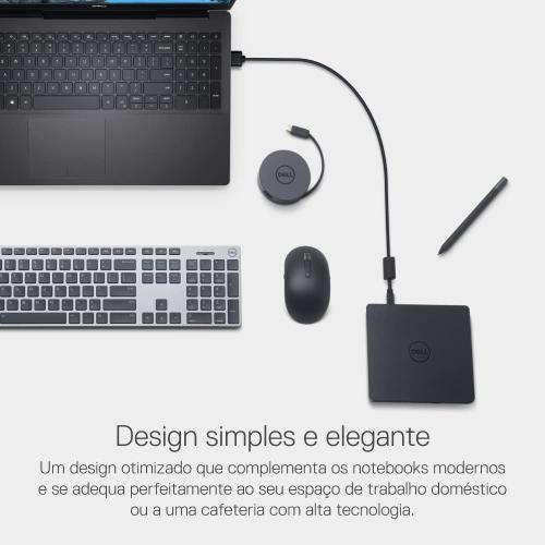 Dell Slim DW316 - Laufwerk - DVD -RW ( -R DL) DVD-RAM - 8x8x5x - USB2.0 - extern - für Inspiron 14 54XX, 15 55XX, 17 5758, OptiPlex 3020, 9020, Vostro 15 3558, XPS 13 (784-BBBI)