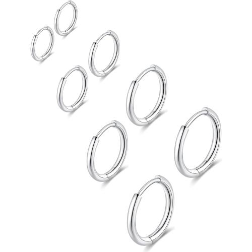 316L Surgical Stainless Steel Huggie Hoop Earrings 6mm 8mm 10mm 11mm 12mm 14mm Hypoallergenic Earrings Hoop Cartilage Helix Lobes Hinged Sleeper Earrings For Men Women