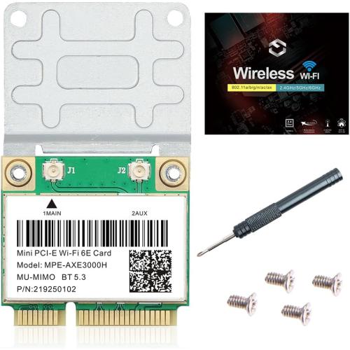 WiFi 6E Half mini PCI-E WiFi Network Card 802.11AX AC MPE-AXE3000H 2.4GHz 5GHz 6GHz 5400Mbps Wireless Card BT5.3 MU-MIMO mini PCIe Wi-Fi 6E Adapter OFDMA vPro for Windows 10/11 PC Laptops