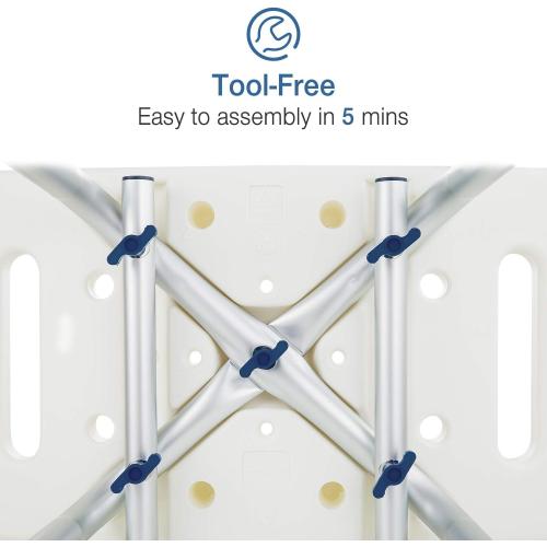 GreenChief Shower Chair with Back Removable - Small Shower Stool for Inside Shower, Narrow Bathtub Chair, Adjustable Shower Seat for Seniors, Elderly, Handicap, Disabled (300 LBS)