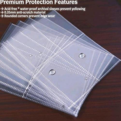 40 Pack - 320 Pockets A5 Binder Sleeves (2.6x3.6) - Double-Sided 4 Pocket Kpop Photocard Protector Pages - Ultra-Clear Trading Card Sleeves for Game Cards, Collectibles, & Trading Cards