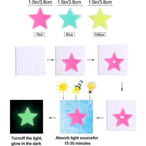 AM AMAONM 100 Pcs Colorful Glow in The Dark Luminous Stars Fluorescent Noctilucent Plastic Wall Stickers Murals Decals for Home Art Decor Ceiling Wall Decorate Kids Babys Bedroom Room Decorations