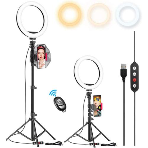 Kaiess 10.2 Selfie Ring Light with 65 Adjustable Tripod Stand & Phone Holder for Live Stream/Makeup, Upgraded Dimmable LED Ringlight for Tiktok/YouTube/Zoom Meeting/Photography