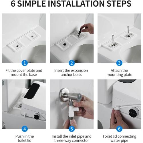 Electric Bidet Toilet Seat Round - Smart Heated Toilet Seat with Remote Control, Instant Warm Water, Self-Cleaning Nozzle, Warm Air Dryer, Feminine Wash, Soft Close, LED Display