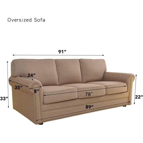 Easy-Going Stretch Oversized Sofa Slipcover 1-Piece Sofa Cover Furniture Protector Couch Soft with Elastic Bottom for Kids, Polyester Spandex Jacquard Fabric Small Checks Christmas Red