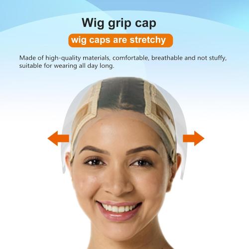 Wig Cap with Grip Band for Keeping Wigs in Place, More Full Cap-wide Transparent Lace for Lace Front Wigs - Non Slip Cap Make Your Wig Be Glueless (Nude, L)