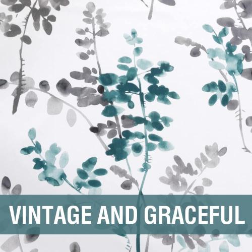 H.VERSAILTEX Valance for Kitchen Windows/Bathroom/Living Room/Bedroom Blackout Window Valance Thermal Insulated Rod Pocket Valance Curtains, 52 W x 18 L, 2 Panels, Floral Pattern in Grey and Teal