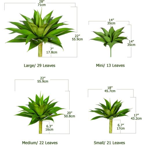 Artificial Agave Plants, UV Resistant Fake Agave Planters for Indoor and Outdoor Decorating Artificial Plants for Outdoors Fake Plants (2Pack, 12.6) Green