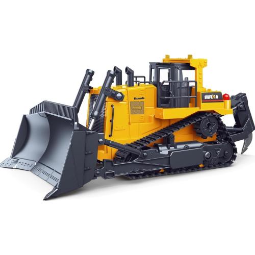 fisca Remote Control Bulldozer RC 1/16 Full Functional Construction Vehicle, 2.4Ghz 11 Channel Dozer Front Loader Toy with Light and Sound for Kids Age 6, 7, 8, 9, 10 and Up Years Old