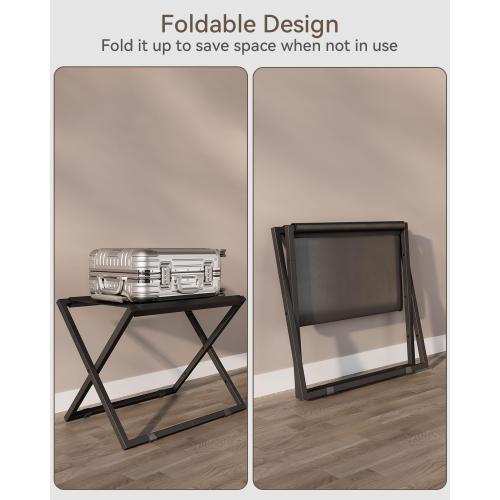 IBUYKE Luggage Rack for All Suitcase Sizes,Foldable Suitcase Stand,Metal Luggage Holder,Easy to Assemble for Bedroom Living Room Hotel,Black TLR001B