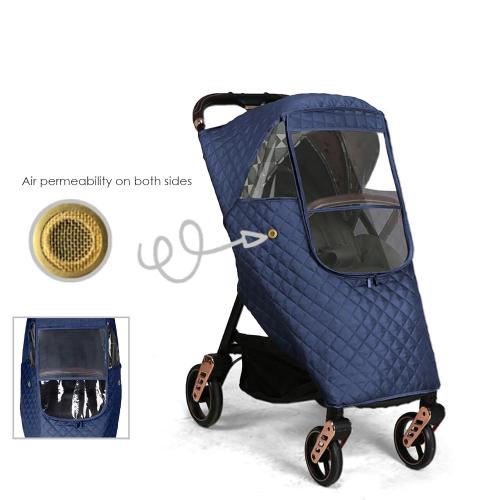 Universal Stroller Rain Cover Quilted, Winter Waterproof Windproof | Winter Pram Buggy Rain Shield with Clear View & Storage Pockets, Fits Most Pushchairs & Prams