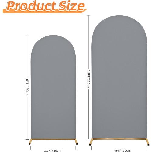 Arch Covers,Arch Backdrop Stand Fitted Cover for Wedding Birthday Party Ceremony Banquet Decoration(7.2FT&6FT,Smoky Grey,Cover Only)