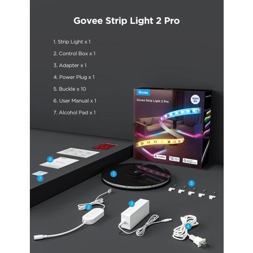 Govee RGBWWIC Strip Light 2 Pro with Matter, 16.4ft Smart LED Strip Lights Work with Alexa and Google Assistant, DIY Color Changing Light Strip, LED Lights for Bedroom, Cabinet, Party, Home Decor