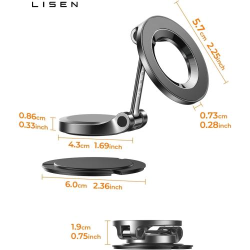 LISEN for MagSafe Car Mount for iPhone 17 Pro Max [24 Strong Magnets] Classic Magnetic Phone Holder for Car Dashboard Magnet Phone Mount Car Cell Phone Holder for iPhone 17 Pro Max Air 16 15 14 13 12