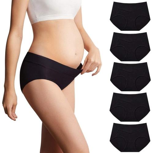 Size L Black Mama Cotton Women's Under The Bump Maternity Panties Pregnancy Postpartum Maternity Underwear Multi-Pack