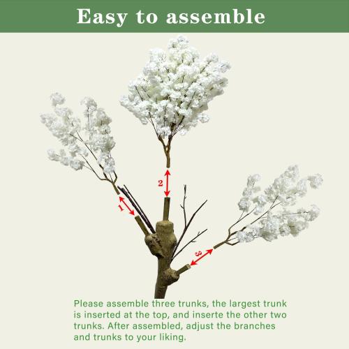 Artificial Cherry Blossom Tree 8.5ft, White, Fake Cherry Tree for Wedding, Home, Office, Living Room, Indoor/Outdoor Decor