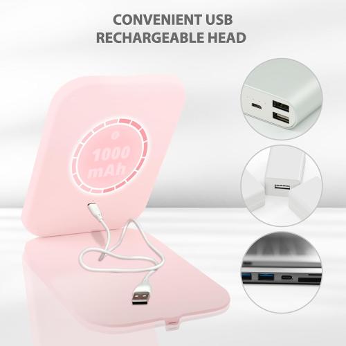 Travel Mirror with Light, Rechargeable Portable Makeup Mirror with Battery-Powered, 3 Colors LED Lighting, Dimmable Touch Screen Vanity Lighted Mirror