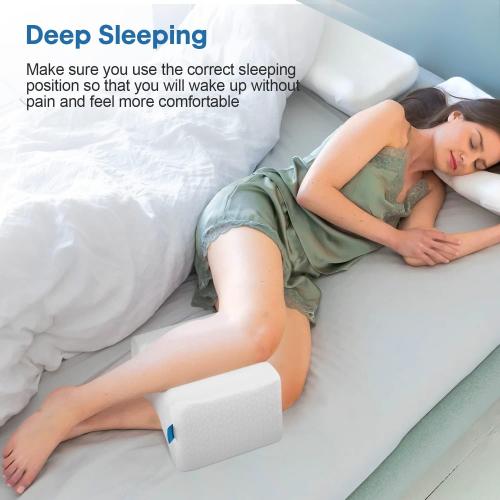 Memory Foam Knee Pillow, Sleeping Leg Pillow, for Side Sleepers & Pregnant Women - for Spinal Alignment, Relief Sciatica, Knee, Back, Leg & Hip Pain, with Washable Cover & Travel Bag, White