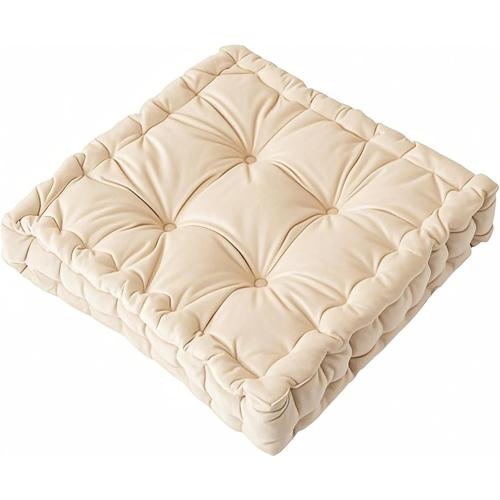 Floor Pillow Cushion for Home Decor, Seating, Tufted Corduroy Cushions for Balcony Outdoor Tatami Living Room (Beige, 16 W x 16 L x 4 H)   Long Cushion