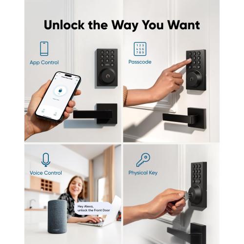 eufy Security Smart Lock C30, Keyless Entry Door Lock, Built-in WiFi Keypad Deadbolt for Front Door, No Bridge Required, Easy Installation, App Remote Control, Reliable Power, BHMA Grade 3
