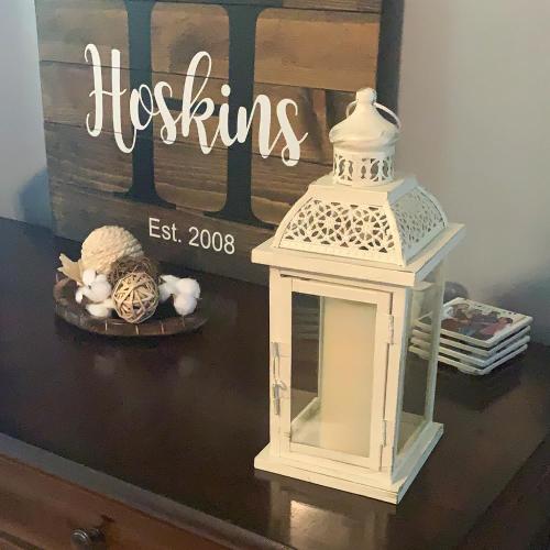 DECORKEY Lantern Decorative Indoor&Outdoor, 14.4'' Large Metal Candle Lanterns, Vintage Hanging Candle Holders Farmhouse Shelf Wedding Front Porch Patio Decor, Christmas Halloween Decorations for Home