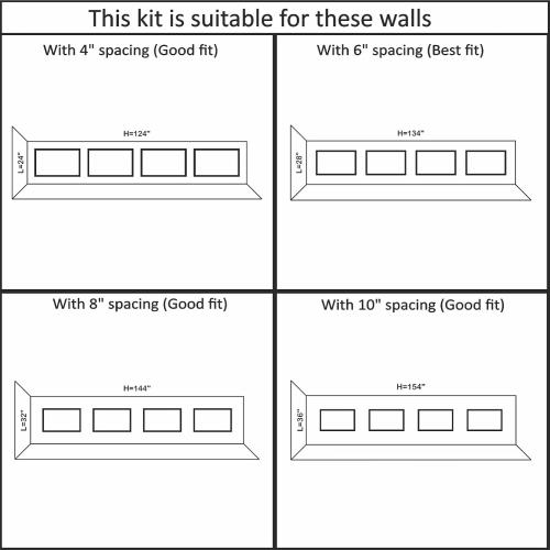 Premade Wall Molding Kit, Ready to Assemble Wainscoting Panels, Installed with Glue, Pre-Cut Molding Trim for Interrior Wall, DIY, (4 Frames, NOT Peel and Stick)