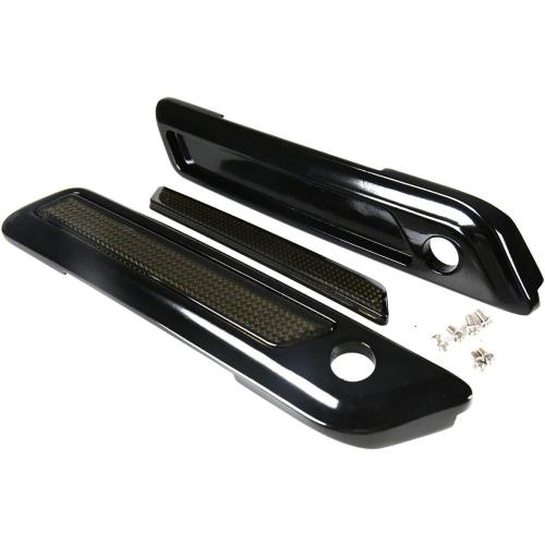 Black Saddlebag Outer Lid Hinge Latch Covers For Harley Touring Electra Road Street Glide 2014-2023 (Black Smoke)