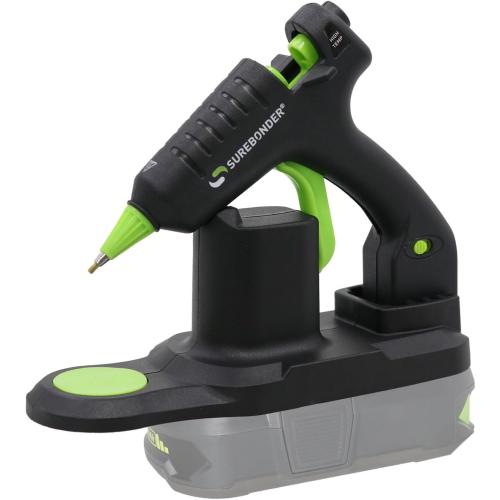Black and Green Surebonder Cordless 18V Ryobi Type Battery Powered High-Temperature Mini Hot Glue Gun - Detail Tip - 20 Watt - Battery and Charger NOT Included