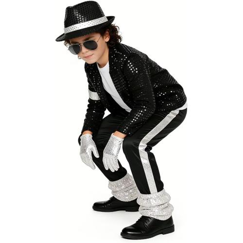 Boys Halloween Costume Set 8 Pcs 80s 90s Retro Dance Disco Cosplay
