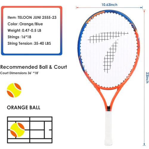 Teloon Kids Tennis Racket, 19-25 Inch Youth Tennis Racquet with Cover, Junior Tennis Racquet for Kids Children Boys Girls Age 3-12.