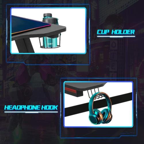 FDW Computer Desk,Gaming Desk 45.2 inches Student PC Desk Writing Desk Office Desk Extra Large Modern Ergonomic Racing Style Table Workstation Carbon Fiber Cup Holder Headphone Hook
