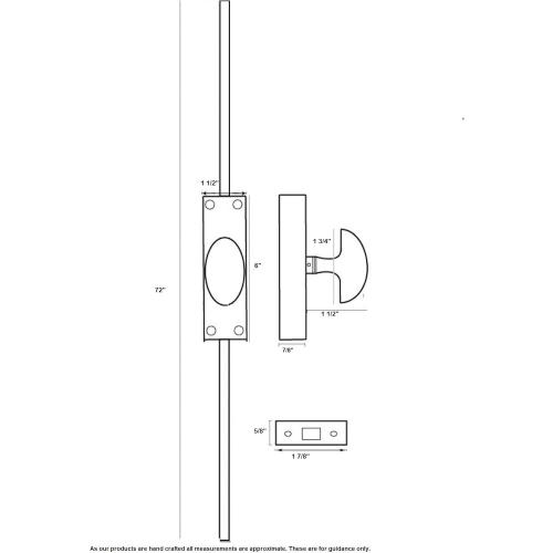 A29 Hardware 6 Feet Solid Brass Corinthian Style Window Cremone Bolt, Antique Brass Finish