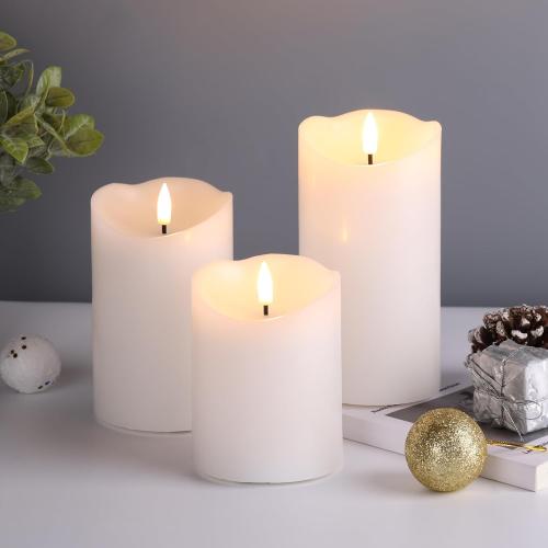 Eywamage White Flameless Pillar Candles with Remote, Flickering Realistic Battery Powered LED Wax Candles, Φ 3 H 4 5 6