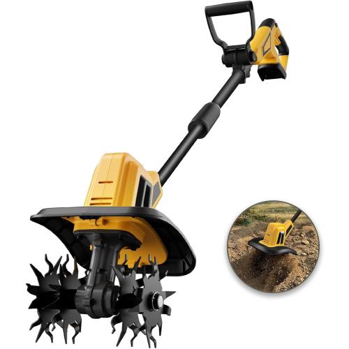 Cordless Garden Tiller Cultivator Compatible with Dewalt 20V MAX Battery, 270 RPM Electric Rototiller, 48 Steel Tines, 8.7 Tilling Width, 6.3 Depth, Rotary Tiller for Lawn/Gardening/Soil(Tool Only)
