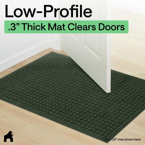 GORILLA GRIP® Ultra Absorbent Front Door Mat Outside Entrance, Traps Dirt and Moisture, HydroABSORB Indoor Outdoor Doormat Holds Up to 1.7 Cups Water, Stain and Fade Resistant Welcome Mat, 29x17 Green