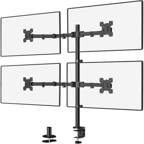 WALI Quad Monitor Desk Mount, 4 Monitor Stand Fits Heavy Duty Computer Screen up to 27 inch, Full Adjustable Arm Holds up to 22 lbs per Arm (M004), Black