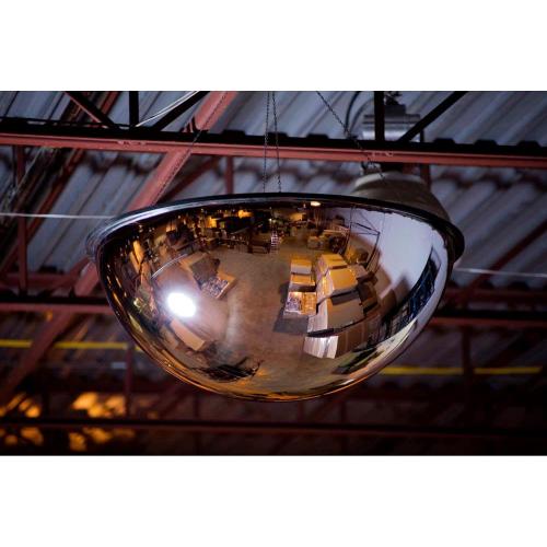 Global Industrial Full Dome Impact-Resistant Acrylic Mirror, Indoor, 18 Diameter, 360-Degree Viewing Angle, Lightweight Ceiling Mount Safety & Security Mirror