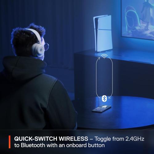 SteelSeries Arctis Nova 5 Wireless Multi-System Gaming Headset — White — Neodymium Magnetic Drivers — 100  Audio Presets — 60 HR Battery — 2.4GHz or BT — Gen2.X Mic — PC, PS5, PS4, Switch, Mobile