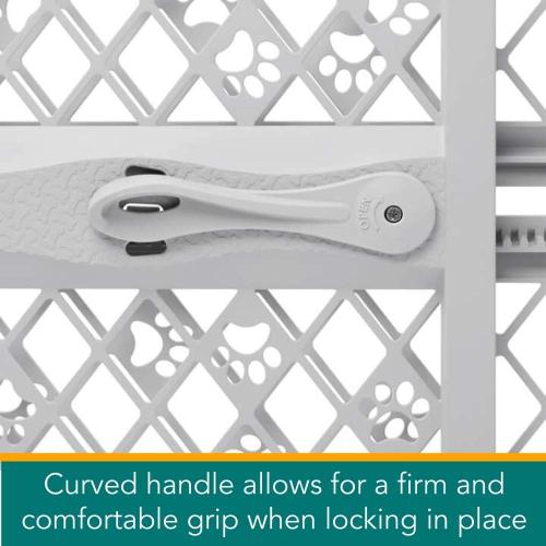 MYPET North States Paws Portable Pet Gate: 26-40 Wide. Pressure Mount. No Tools Needed. Made in USA. Dog Gate 23 Tall, Expandable, Durable Dog Gates for Doorways, Light Gray