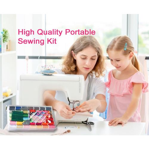 All Purpose Sewing Thread Set - 42 Assorted Rainbow Color Series and White Black Handy Polyester Thread Kit Includes 9 Hand Needles, 2 Needle Threaders, Suitable for Hand and Machine Sewing