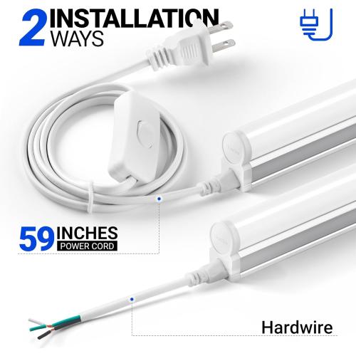 Barrina  LED T5 Integrated Single Fixture, 4FT, 2200lm, 6500K Super Bright White, 20W Utility LED Shop Light, Ceiling and Under Cabinet Light, Corded Electric with ON/Off Switch, ETL Listed