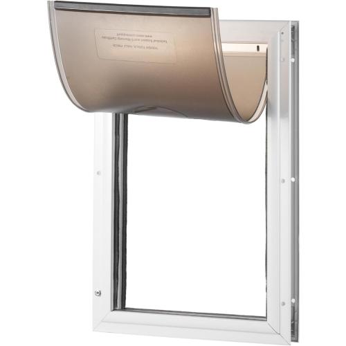 Happybuy Pet Door, 8.27 x 11.93 Aluminum Frame with Lock and Flap System, Weatherproof Doggy Door, Pet Door Suitable for Cat Doggie Kitties (White-Small)